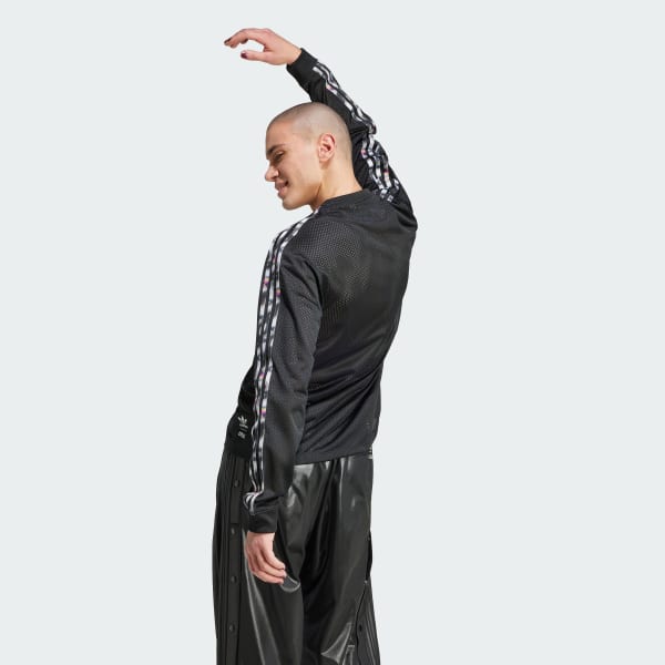 Negro Camiseta Pride Mesh 3 Rayas Manga Larga