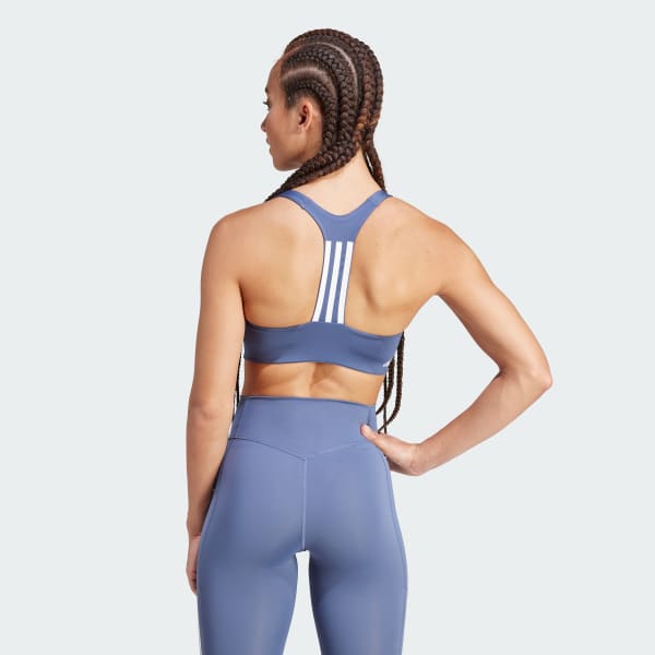 Blue Powerimpact Training Medium-Support 3-Stripes Bra
