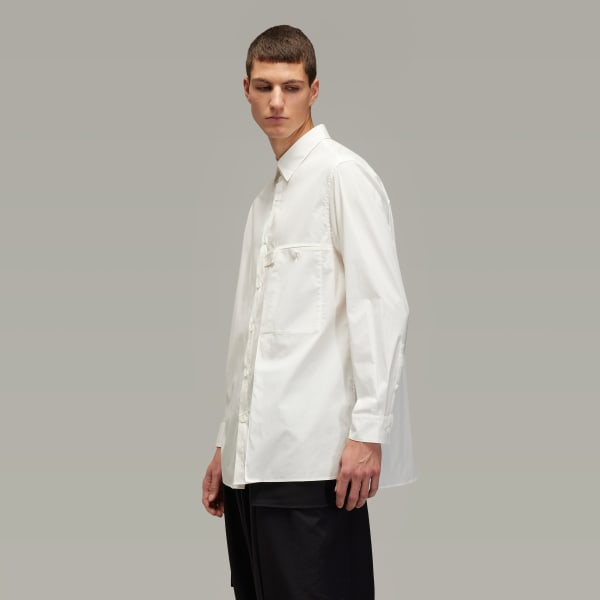 White Y-3 Pleated Pocket Shirt