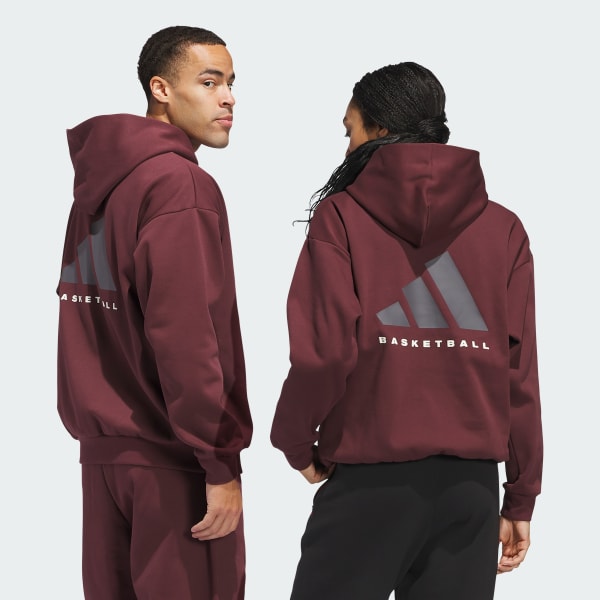 Burgundy adidas Basketball Fleece Hoodie (Gender Neutral)