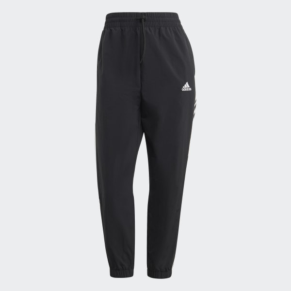 adidas Women Black Essentials 3-Stripes Woven 7/8 Pants | HT3398