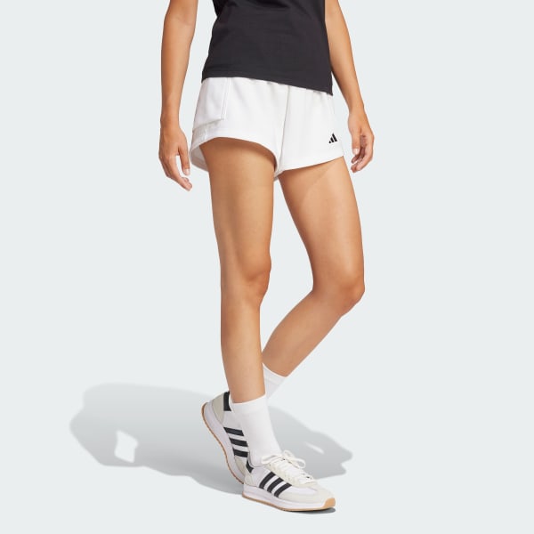 Branco Shorts Essentials Cargo de moletinho com logotipo pequeno