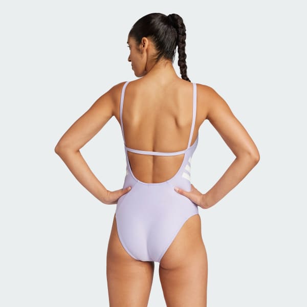 Lila 3-Stripes U-back Baddräkt