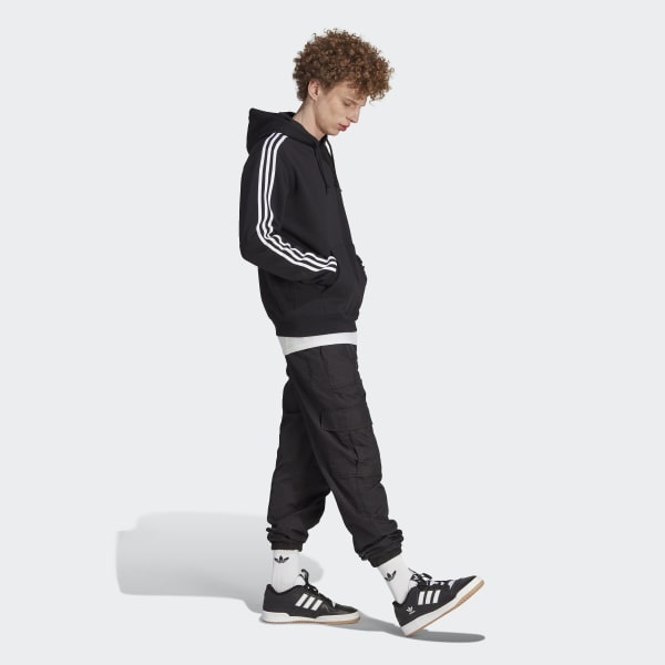 Adidas originals 3 stripe hoodie discount black