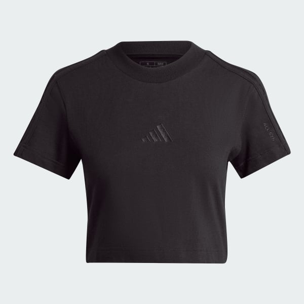 สีดำ เสื้อยืดทรงสลิม ALL SZN 3-Stripes