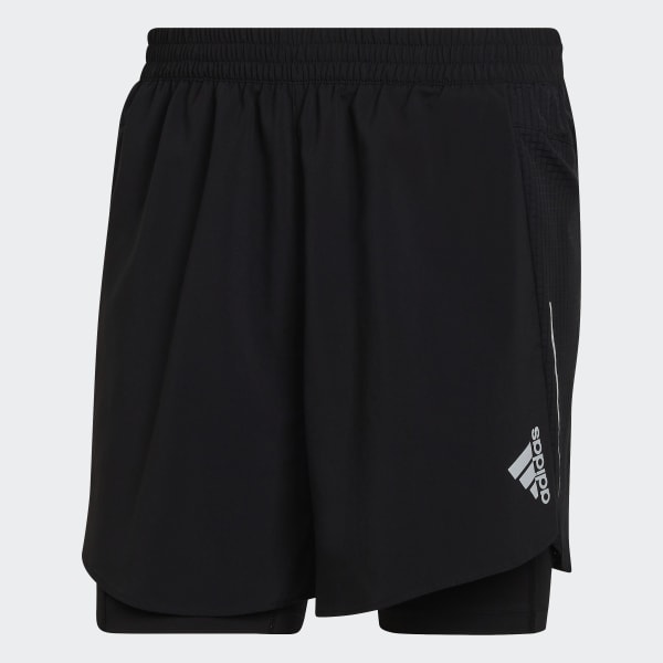 Black Designed 4 Running Two-in-One Shorts KP926