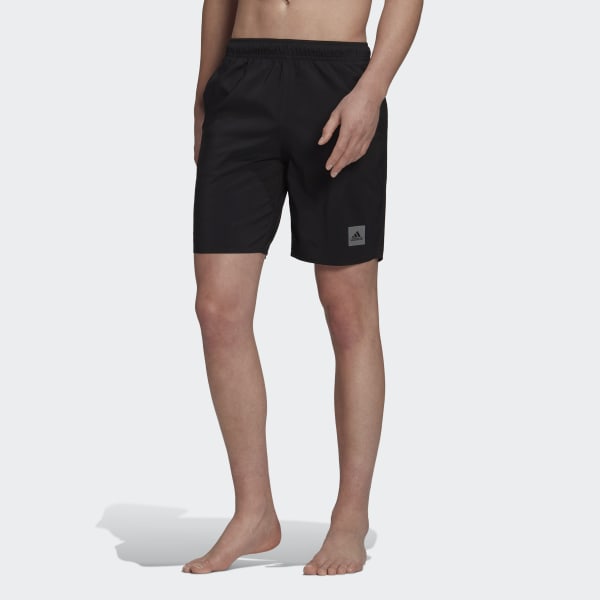 Black Classic-Length Solid Swim Shorts