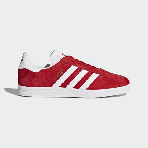 red adidas shoes with white stripes