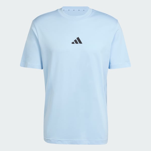 Azul Camiseta Essentials de malha simples com logotipo pequeno