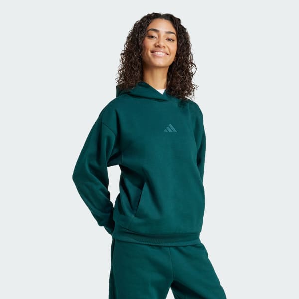 adidas ALL SZN Fleece Loose Hoodie - Green | Free Shipping with