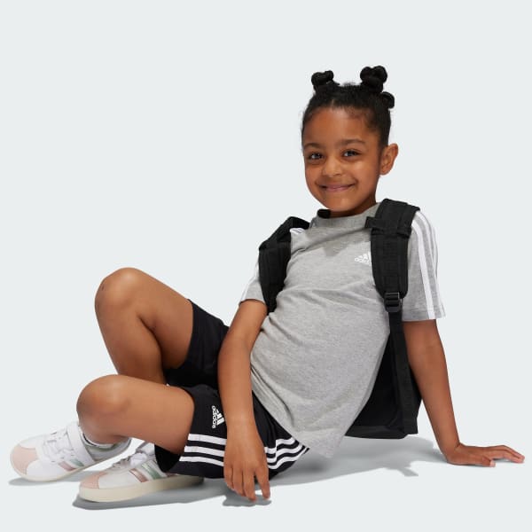 Cinza Conjunto Camiseta Shorts Essentials 3-Stripes