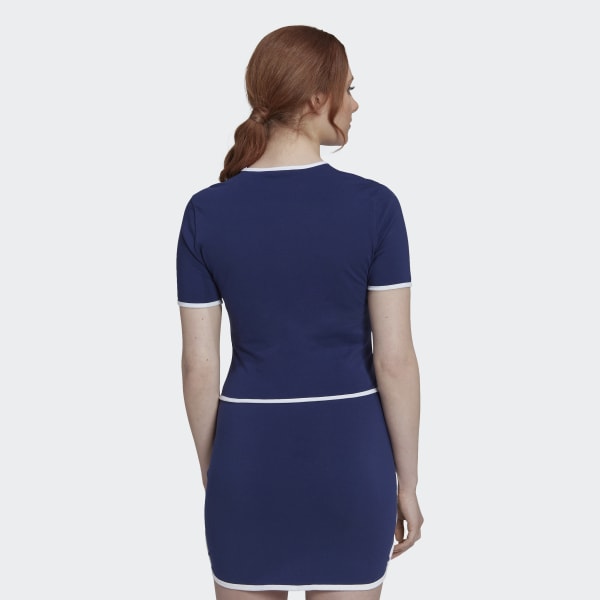 Niebieski Crop Tee with Binding Details