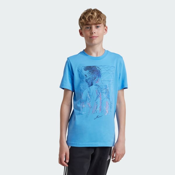 Azul Polo Messi Fútbol Estampado Kids