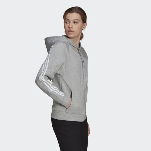 Grey adidas Sportswear Future Icons 3-Stripes Hooded Track Top T4530