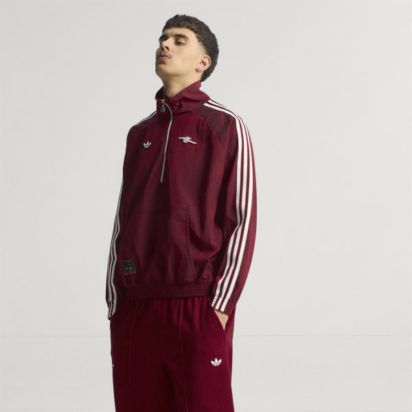 adidas Arsenal Terrace Icons Half-Zip Jacket - Burgundy | Free