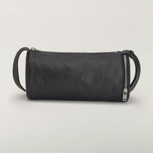Black Y-3 LEATHER BARREL BAG