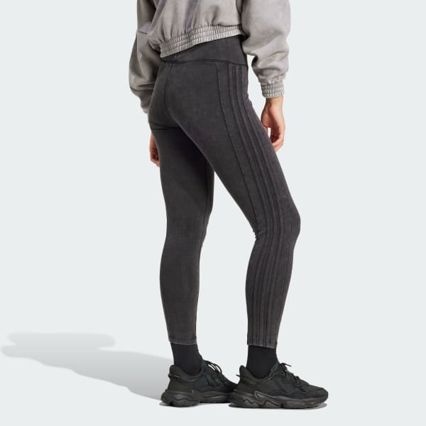 Black Washed 3-Stripes Leggings