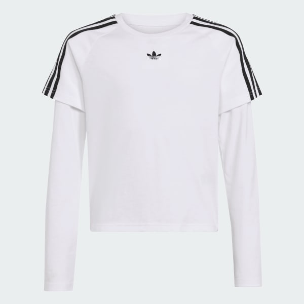 Blanco Polo de manga larga con capas para niños