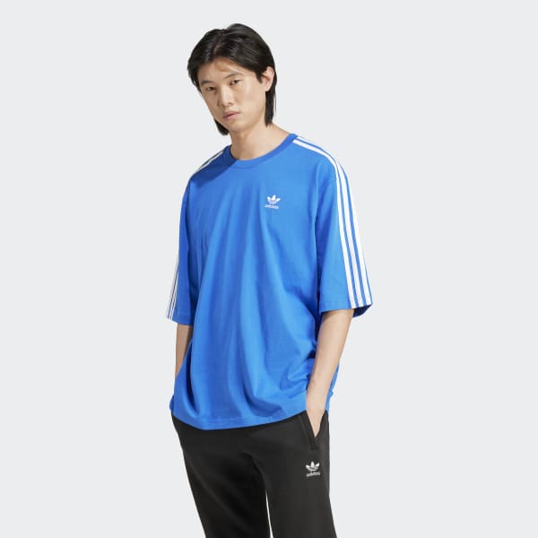 アディダス Tシャツ ブルー Vネック オーバーサイズ サイドスリット B132 T_IZ2481_db21_model.tiff.jpg