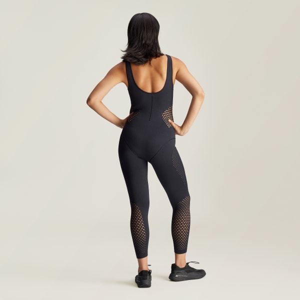 Adidas by Stella Mccartney Women s Truestrength Knit Yoga Onesie Iw6364 Clothing Blue Leggings