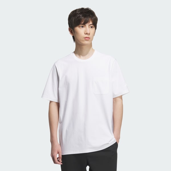 ホワイト プレミアム カジュアル レギュラーフィット 軽量 ニット 半袖 ポケットTシャツ