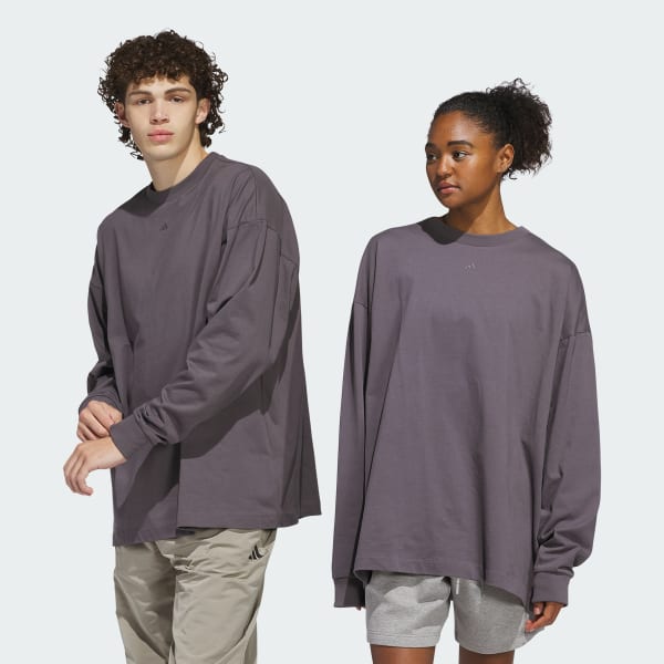 Gris Polera Manga Larga adidas Basketball Unisex