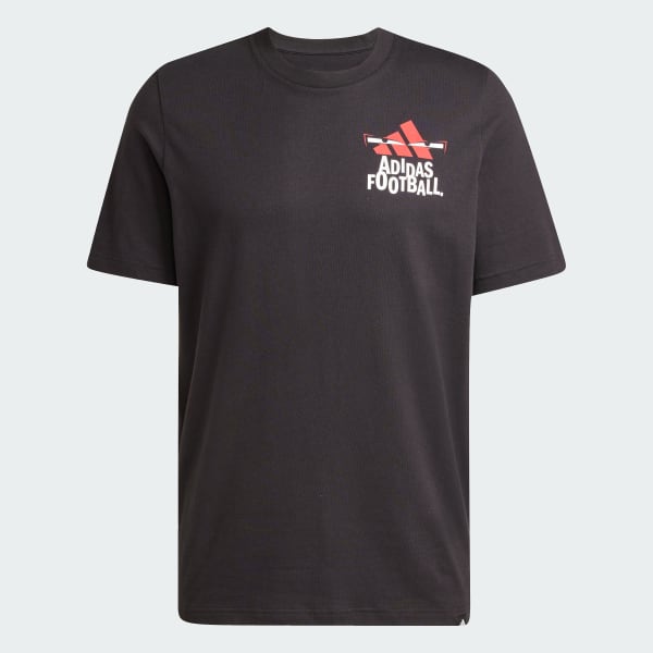 สีดำ เสื้อยืดพิมพ์ลาย Football