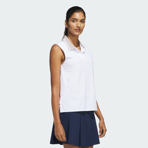 White Beyond The Course Twistknit Sleeveless Polo Shirt