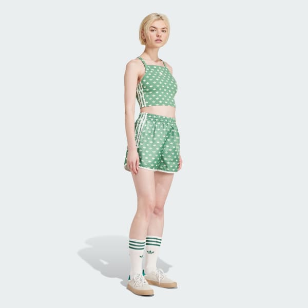 สีเขียว เสื้อครอปลายโมโนแกรม 3-Stripes