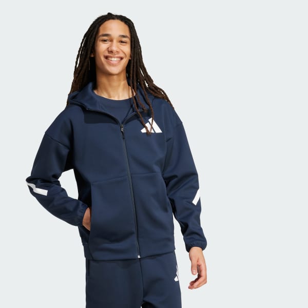 adidas Z.N.E. Full-Zip Hooded Track Jacket - Blue | Free