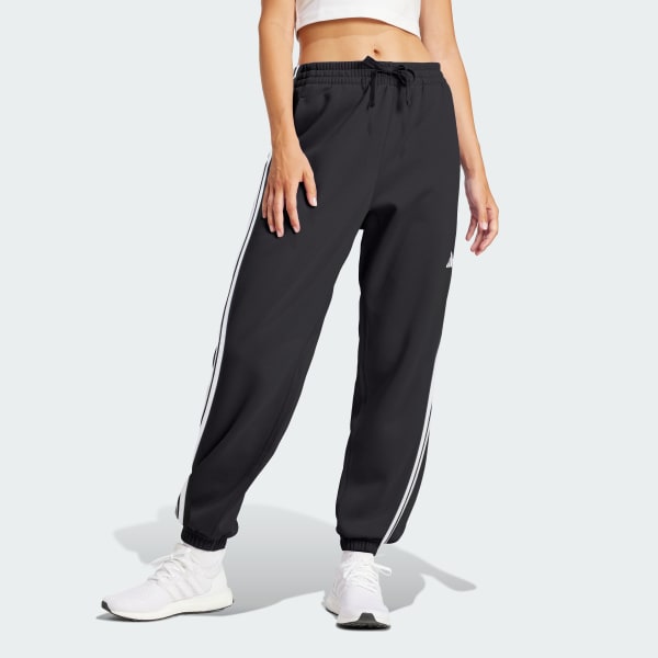 Negro Pantalón Essentials French Terry Cuffed 3 bandas