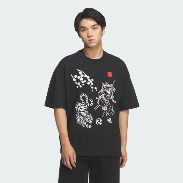 ブラック サムライ半袖Tシャツ