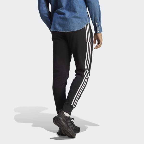 adidas | French Black 3-Stripes | Men\'s Lifestyle Terry US Cuff Essentials Tapered Pants adidas -