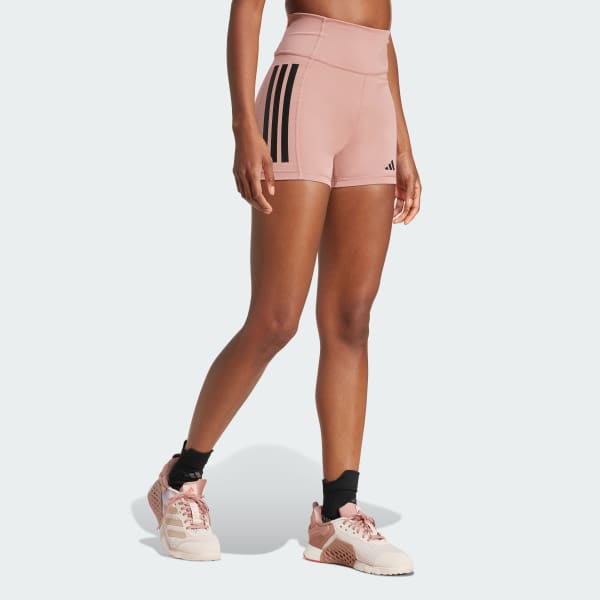 Pink Optime 3-Stripes 1/4 Short Leggings