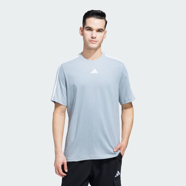 Grey 3 Stripes Cotton Tee