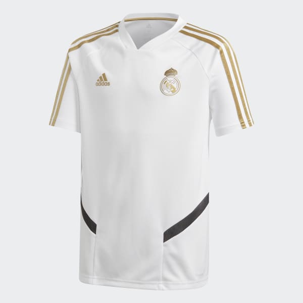 white and gold real madrid jersey
