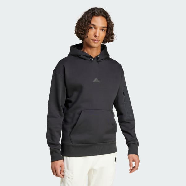 Preto Camisola em Fleece com Capuz City Escape