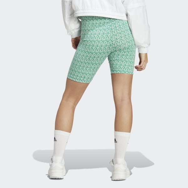 Green Allover adidas Graphic Biker Shorts