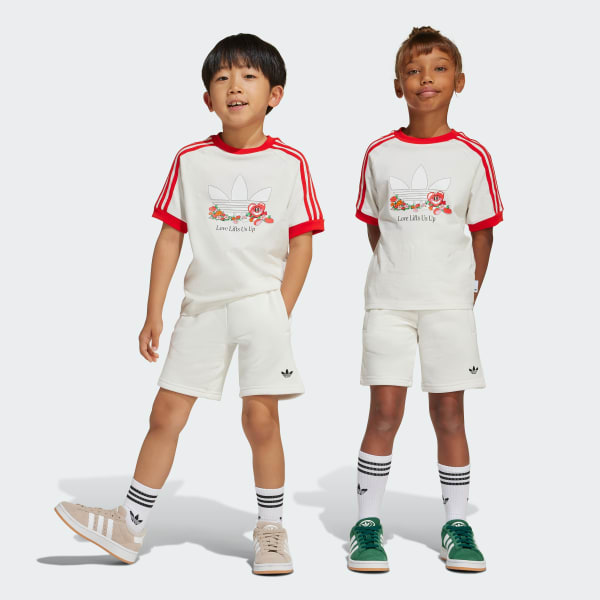 Putih Setelan Tee dan Celana Pendek Anak adidas Originals