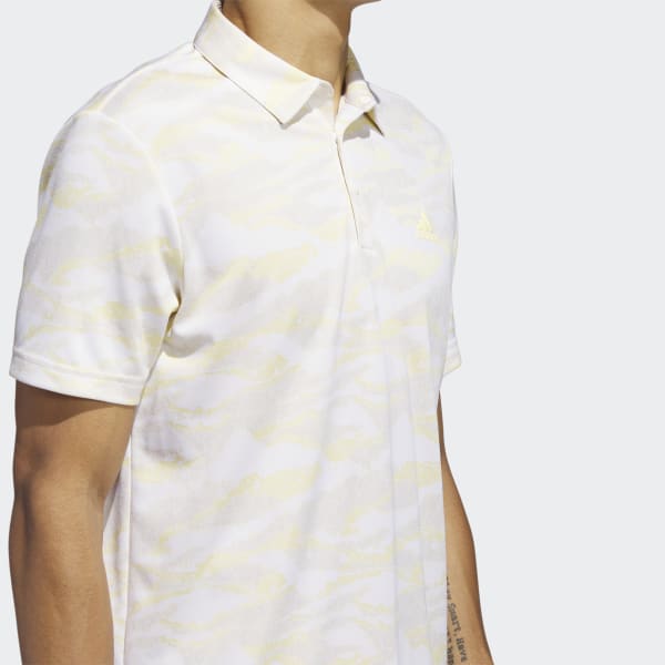 White Horizon-Print Golf Polo Shirt