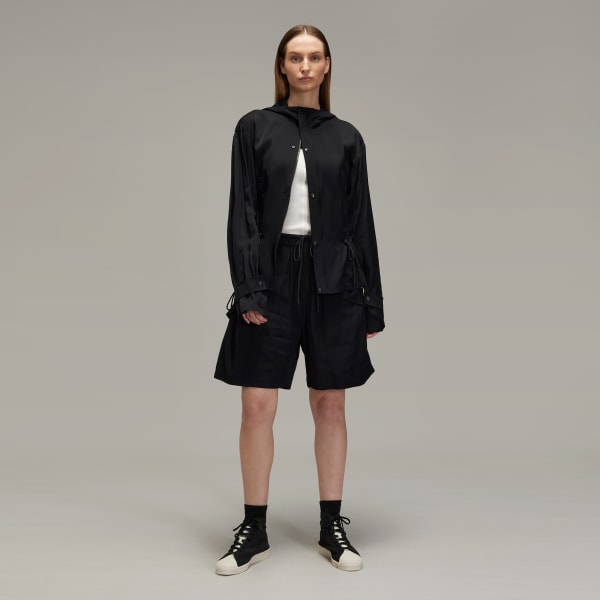 สีดำ กางเกงขาสั้นผ้าเรยอนทวิล Y-3