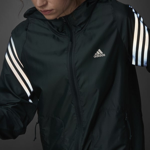 Πράσινο Run Icons 3-Stripes Hooded Running Windbreaker