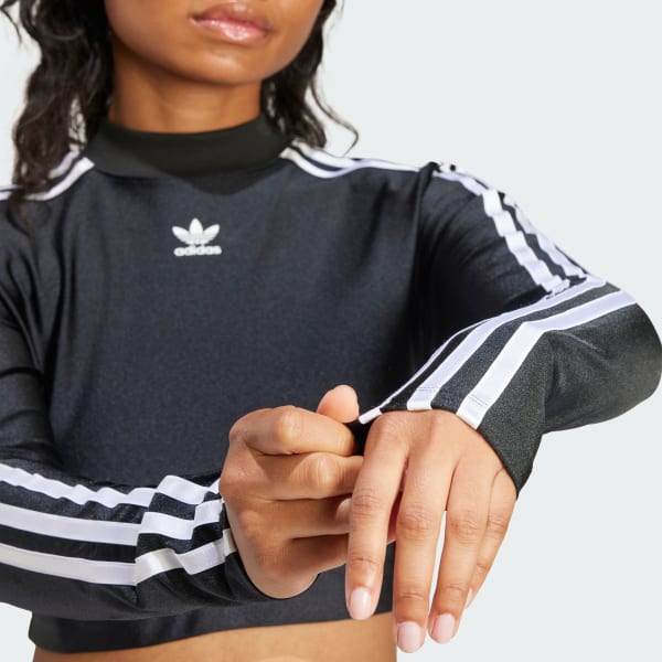 3 Stripes Cropped Long Sleeve Long Sleeve Top