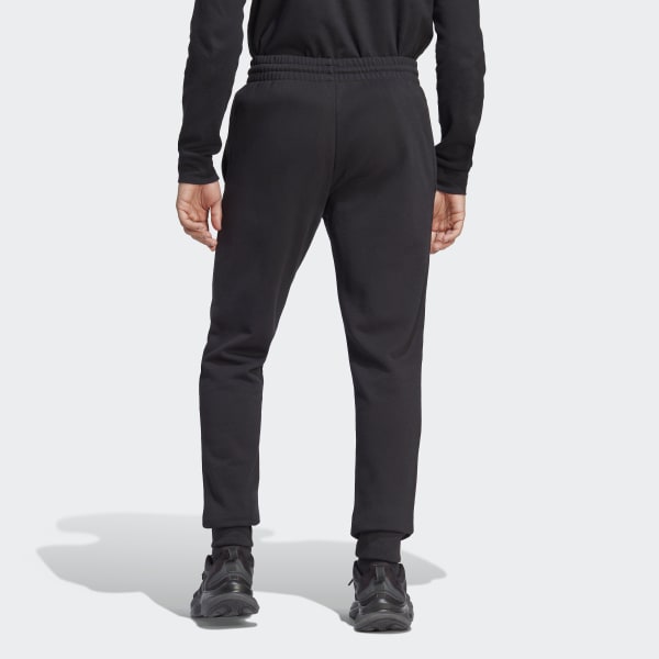 Black Essentials French Terry Tapered Cuff Pants