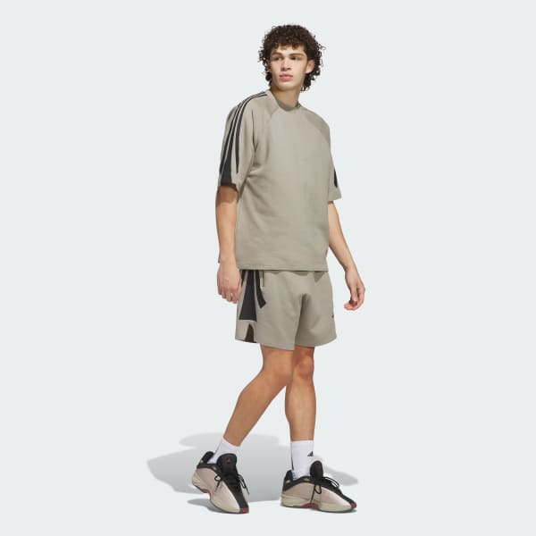 Beige Buzo adidas de básquet de manga corta (Unisex)