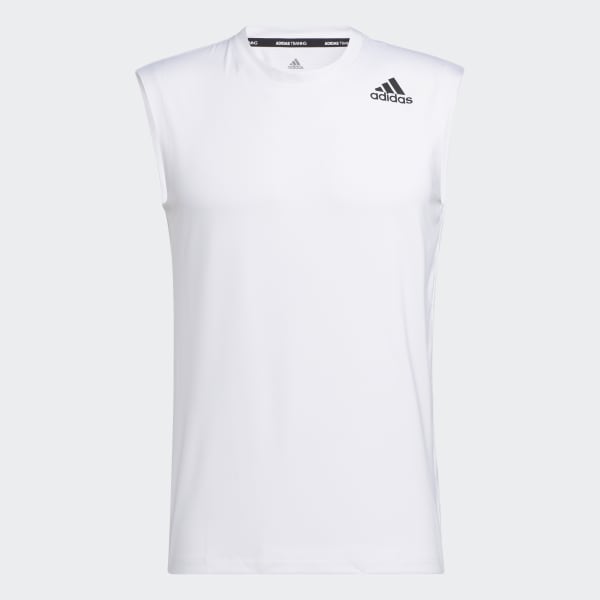 White Techfit Sleeveless Fitted Tee