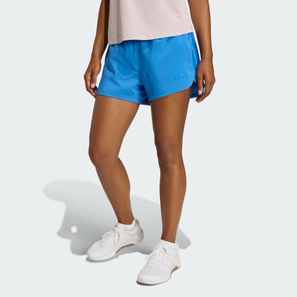 Bleu Short d'entraînement taille haute toile Pacer