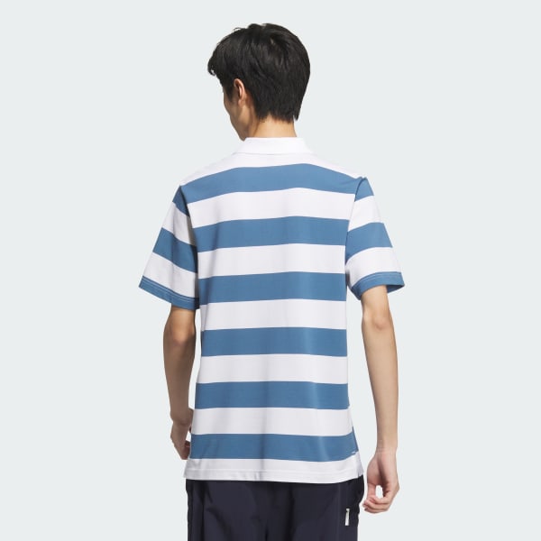 White Piqué Stripe Polo Shirt