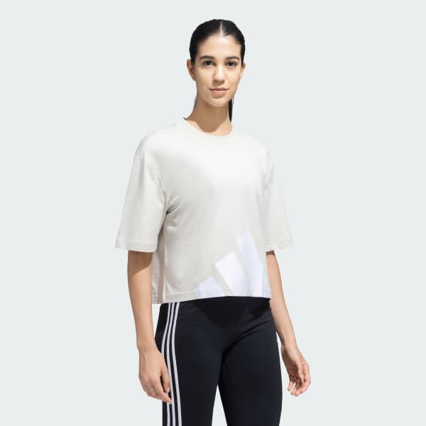 Beige Bold Logo Single Jersey Boyfriend Tee