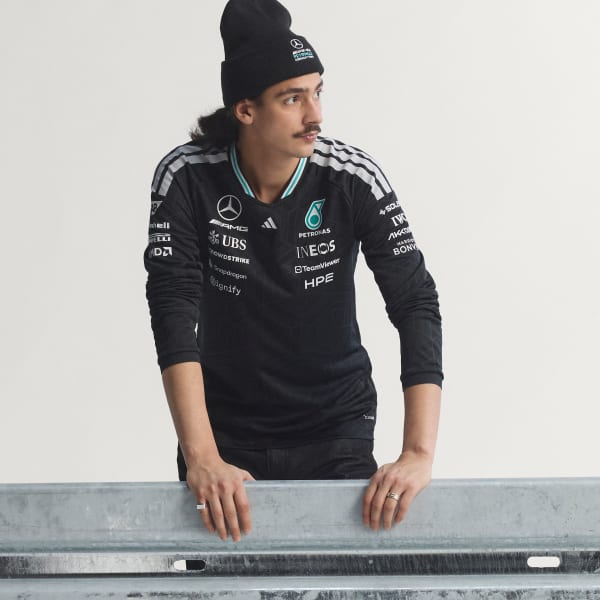 Schwarz MERCEDES - AMG PETRONAS FORMULA 1 TEAM AUTHENTIC LANGÄRMELIGES FAHRERTRIKOT